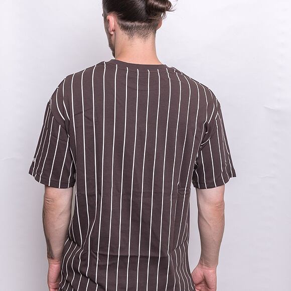 New Era Oversized Pinstripe Tee Brown / Off White