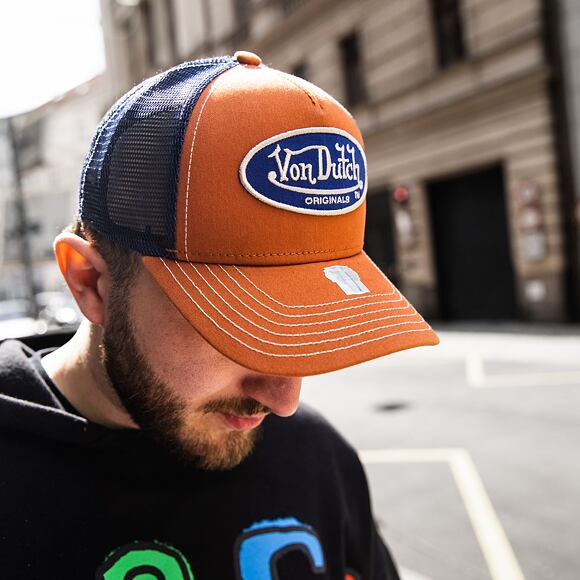 Von Dutch Boston Trucker Cotton Twill Orange/Navy Cap