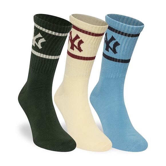 Socks New Era - MLB Crew Socks 3pk - NY Yankees - Green / Cream / Blue
