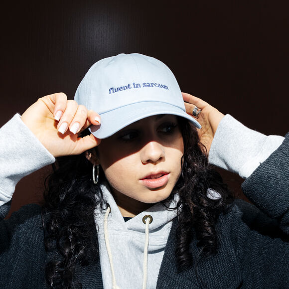 8by8 Dadcap - "fluent in sarcasm" - Baby Blue/Lavender