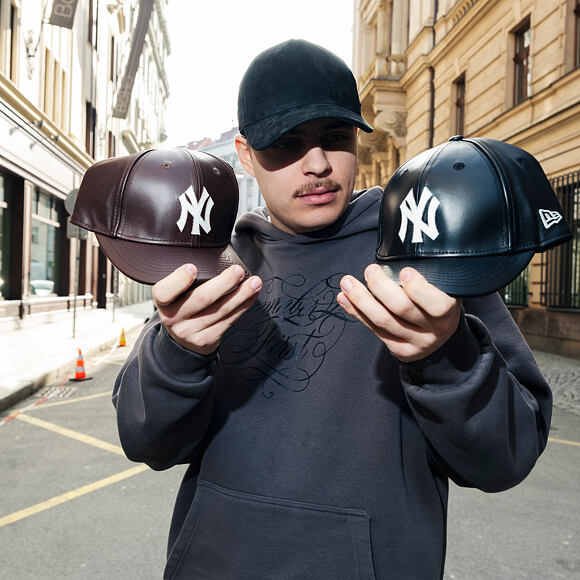 Cap New Era - MLB IMAGE DROP - Leather 9FORTY M-CROWN - NY Yankees - Brown