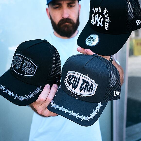 Cap New Era - MLB Wordmark 9FORTY A-Frame Trucker - NY Yankees - Black