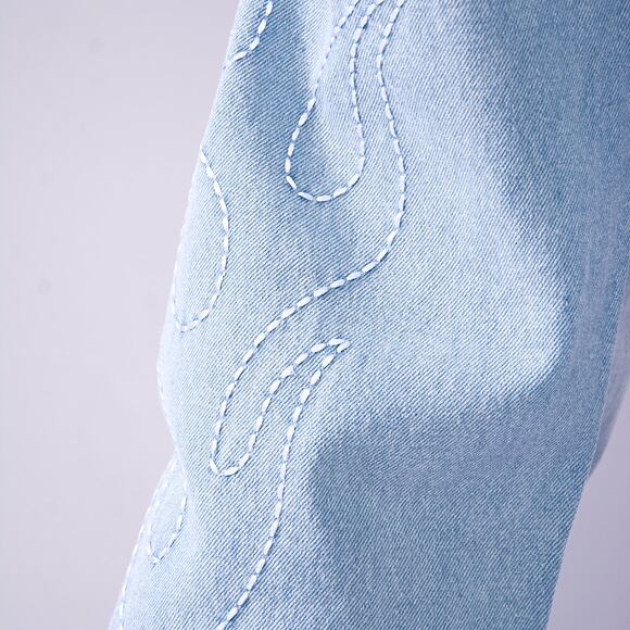 Kalhoty Karl Kani - Og Baggy Five Pocket Flames Denim - bleached blue