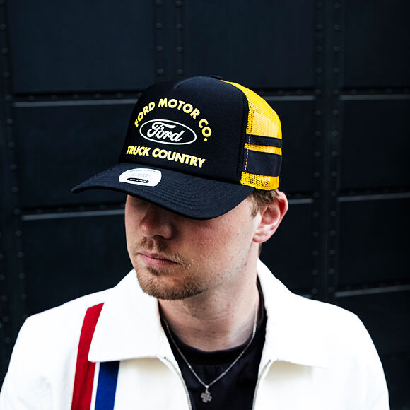 Kšiltovka Brixton - Ford Built Tough Mp Trucker Hat - Burnt Rubber/Empire Yellow