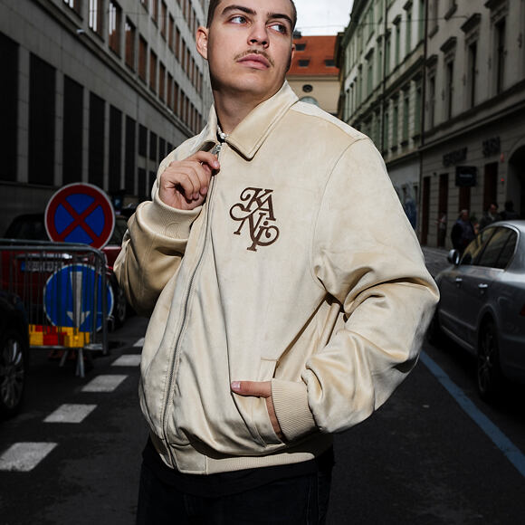 Jacket Karl Kani - Legacy Faux Suede Bowling Jacket - Beige