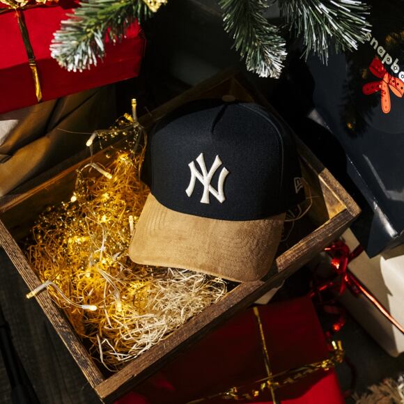 Cap New Era - MLB Suede Visor 9FORTY A-Frame - NY Yankees - Black / Camel