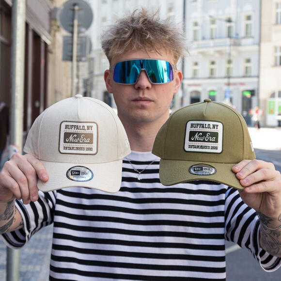 Cap New Era - Branded Buffalo Patch Linen 9FORTY A-Frame - Stone