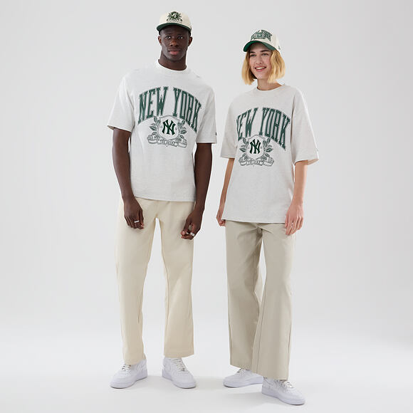 Tee New Era - MLB Arch Graphic Oversized Tee - NY Yankees - Heather Grey
