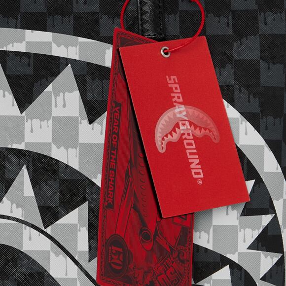 Bag Sprayground - Black And White Drip Check Shark Tote