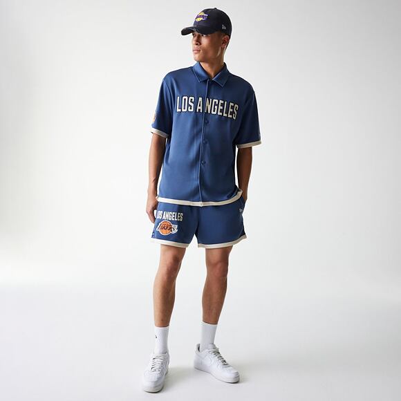 Kraťasy New Era - NBA Button Shorts - LA Lakers - Muted Indigo
