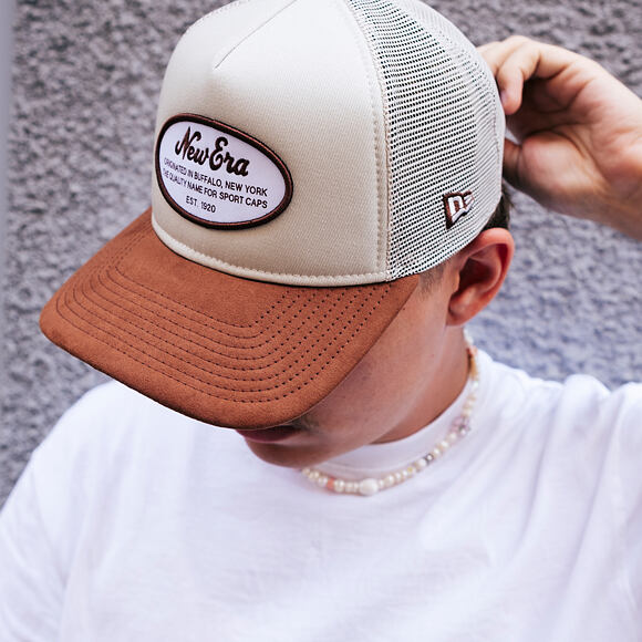 Kšiltovka New Era - Western Oval Patch Foam 9FORTY Trucker - Stone / Auburn