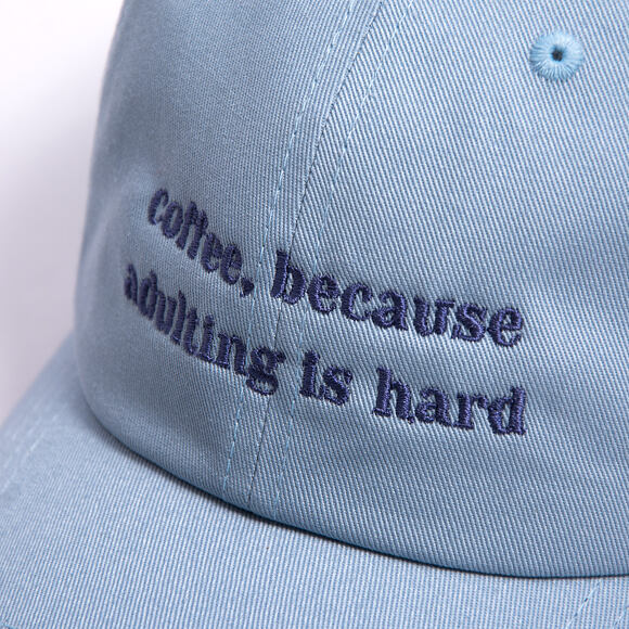 Cap 8by8 - Dadcap - "coffee, because adulting is hard" - Light Blue/Purple