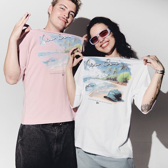 Tee New Era - Branded Beach Graphic Oversized Tee - White