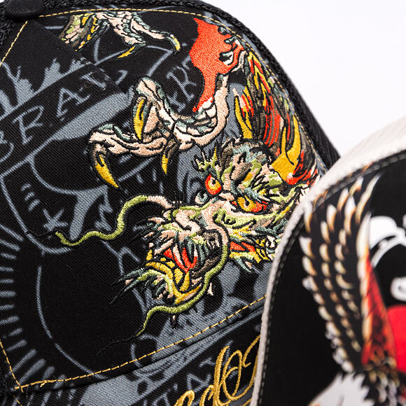 Cap Ed Hardy - Unisex Crawling Dragon 5 Panel Trucker Cap - Black