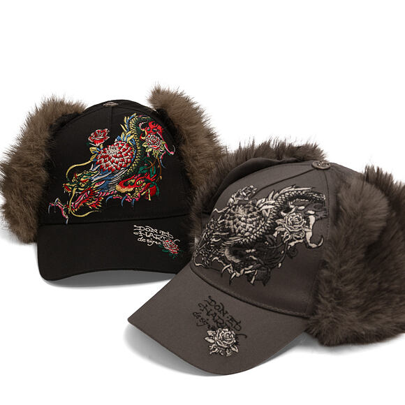 Cap Ed Hardy - Crawling Dragon Trapper - Black