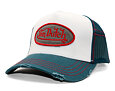 Cap Von Dutch - Distressed Oval Logo Trucker - Cream / Teal
