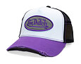 Cap Von Dutch - Classic Logo Distressed Denim Trucker - White / Purple