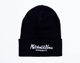 Mitchell & Ness Branded Pinscript Cuff Knit Black / White Winter Beanie