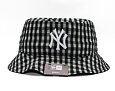 New Era MLB Womens Gingham Tapered Bucket New York Yankees Black Hat