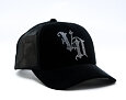 Womens Cap Von Dutch - Velvet Rhinestone VD Logo Baseball - Black