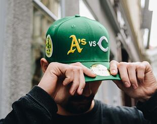 New Era 59FIFTY 1972 World Series Oakland Athletics VS Cincinnati Reds Fitted Kelly Green Cap