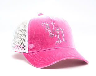 Womens Cap Von Dutch - Baseball - Velvet Rhinestone Logo - White / Pink