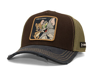 Cap Capslab - Tom & Jerry Trucker - Best Buddies Distressed Patch - Brown / Olive
