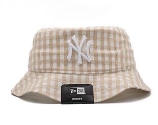 New Era MLB Womens Gingham Tapered Bucket New York Yankees Stone Hat