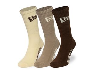 Socks New Era - Flag Crew Socks 3pk - Cream / Beige / Brown