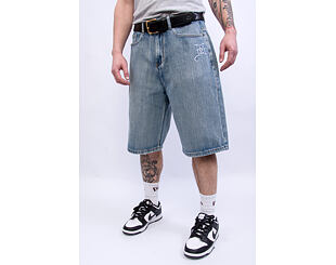 Shorts Ed Hardy - Mens Gothic Floral Denim Jort - Distressed Blue Wash