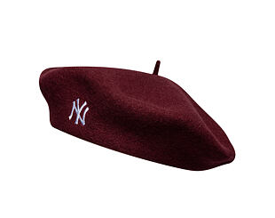 Womens Beret New Era - MLB Wool Script Beret - NY Yankees - Burgundy