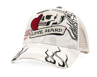 Cap Ed Hardy - Unisex Live Fast Love Hard 5 Panel Trucker Cap - White