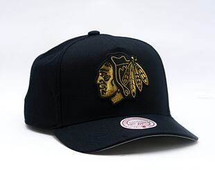 Cap Mitchell & Ness - NHL Black And Gold Pro Snapback - Chicago Blackhawks - Black