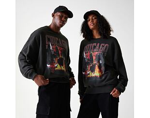 Mikina New Era - NBA Washed Graphic Crewneck - Chicago Bulls - Black