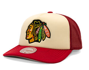 Kšiltovka Mitchell & Ness - NHL Vintage Block Trucker - Chicago Blackhawks - Cream
