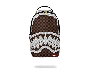 Sprayground Cream And Brown Tear Check Backpack