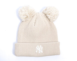 Womens Beanie New Era - MLB Double Pom Beanie - NY Yankees - Stone
