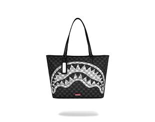 Bag Sprayground - Black And White Drip Check Shark Tote