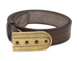 Leather Belt with snapback metal Buckle - Brown