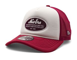 Kšiltovka New Era - Branded Oval Foam Patch 9FORTY Trucker - White / Cherry