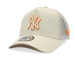 Cap New Era - MLB Outline 9FORTY A-Frame Trucker - NY Yankees - Cream / Orange