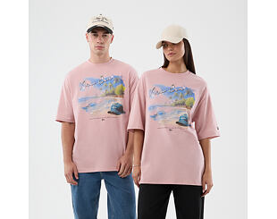 Tee New Era - Branded Beach Graphic Oversized Tee - Pink Rouge