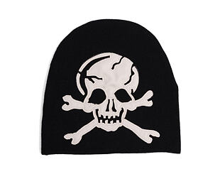 Beanie Ed Hardy - Unisex Skull Vegan Leather Applique Beanie - Black