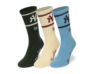 Socks New Era - MLB Crew Socks 3pk - NY Yankees - Green / Cream / Blue
