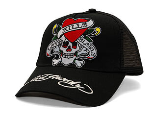 Cap Ed Hardy - Love-Slowly Twill Front Mesh Trucker - Black