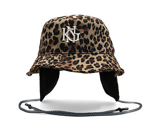 Bucket Hat Kangol - Interlock Earfap Bucket - Leopard Tan