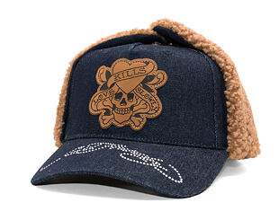 Cap Ed Hardy - Unisex Love Kills Slowly Denim 5 Panel Trapper Cap - Indigo