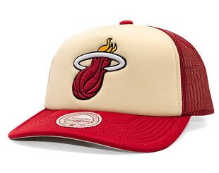 Kšiltovka Mitchell & Ness - NBA Vintage Block Trucker - Miami Heat - Cream