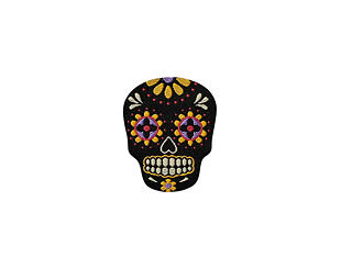 Patch Monoquick - Lebka Los Muertos černo-žlutá 3,6 x 3 cm