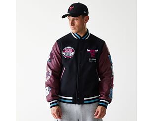 Bunda New Era - NBA Patch Varsity Jacket - Chicago Bulls - Black